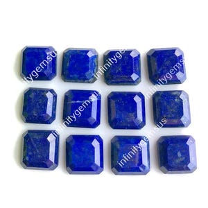 Natuurlijke gefacetteerde lapis lazuli-edelsteen, achthoekige vorm met platte achterkant, sieraden van 10 stuks, goede kwaliteit lazuli-edelsteen voor het maken van ringen