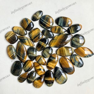 Cabochão de pedra preciosa de olho de tigre de alta qualidade, lote de atacado por peso com formatos mistos usados para fazer joias, pingente enrolado em arame