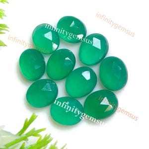 Grüner Onyx Cabochon Oval Form Edelstein, ca 7 x 9 mm Lose Edelstein 10 Stück Lot für die Schmuckherstellung, Schutz Kristall
