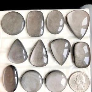 Cabochon di ossidiana argentata SELEZIONATO, pietra semipreziosa naturale per la creazione di gioielli, pietra preziosa sciolta, gioielli in cristallo di ossidiana LOTTO-107