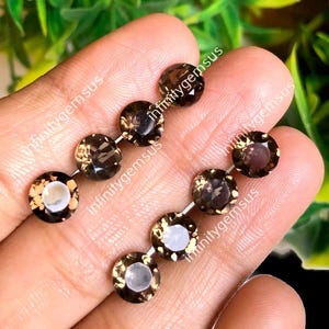 10-pack rookkwarts gefacetteerd 7 mm ronde vorm edelsteen, GEKALIBREERDE natuurlijke kwaliteit kwarts edelsteen gebruik voor sieraden, losse edelsteen