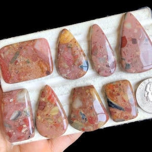 Cabujón de ágata de encaje de sangría natural seleccionado, formas increíbles y calidad para la fabricación de collares de piedras preciosas de ágata, cristal curativo (LOTE-U3)