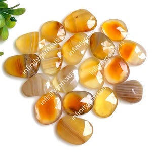 Geweldige kwaliteit gele Botswana gefacetteerde roos geslepen edelsteen 10 x 14 mm Ca. 10 stuks Botswana agaat te gebruiken voor het maken van ringen en oorbellen