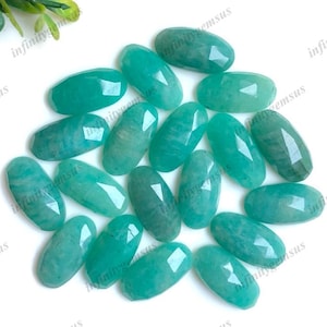 Pietra preziosa taglio rosa amazzonite, forma ovale 20 x 10 mm con pietra preziosa a fondo piatto, lotto da 10 pezzi, da utilizzare per la creazione di gioielli, pietra preziosa sciolta