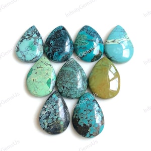 Türkis Cabochon 13 x 18 mm Birnenform 10 Stück Lot, natürlicher Türkis für Boho Schmuck, Türkis Designer Halskette Schmuck Geschenk für sie