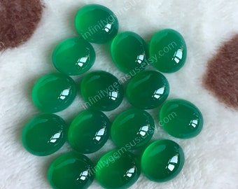 10pcs 10x12mm Green Onyx Cabochon lot, 10x12 oval Shape AAA Quality Cabochon,Smooth Polished, Semi Precious Gemstone Calibrate Size