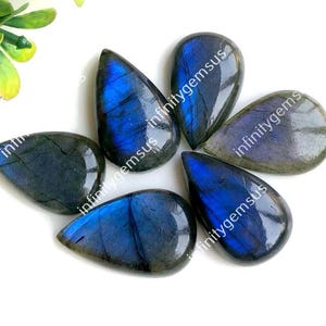 PIETRA PREZIOSA LABRADOITE 20 x 23 mm, forma a pera, confezione da 6 pezzi, Labradorite blu fuoco, pietra labradorite di qualità eccezionale, pietra preziosa sciolta 84441