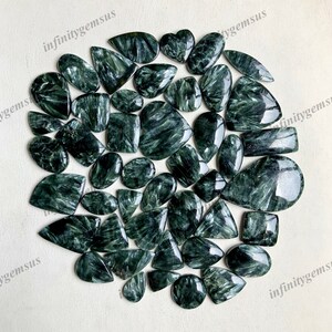 Cabochão de pedra preciosa serafinita, lote de atacado, misture formas e tamanhos, melhor serafinita natural, uso para fazer joias, presente para esposa