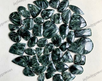 Seraphinite Gemstone Cabochon Wholesale Lot, Mix Shapes and Sizes Best Natural Seraphinite Use For jewelry making, Gift For Wife
