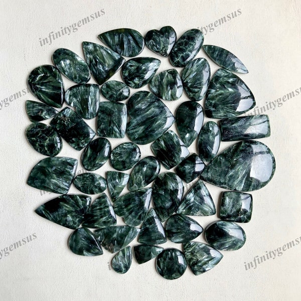 Seraphinite Gemstone Cabochon Wholesale Lot, Mix Shapes and Size Best Natural Seraphinite For jewelry making, Mother's Day Sale