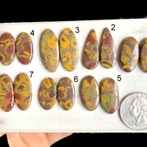 Par de pendientes de jaspe frutal con cabujón, piedra semipreciosa suelta para joyería, colgante envuelto en alambre, cristal curativo DIY, lote de 5