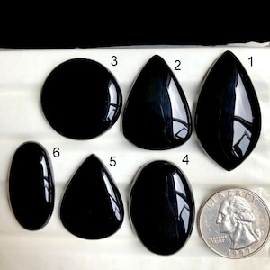 Cabochon en onyx noir SÉLECTIONNÉ, pierre semi-précieuse naturelle pour la fabrication de bijoux BOHO, bijoux pendentifs en cristal d'onyx poli lisse LOT-A226
