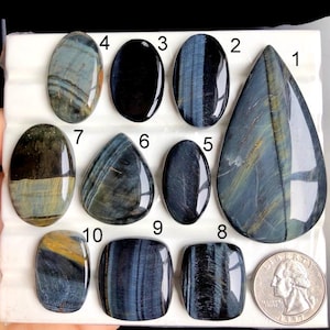 SELECTED Multi tijgeroog cabochon, natuurlijke halfedelsteen voor het maken van sieraden, Tiger's Power Crystal edelsteen, hooggepolijst LOT-A70