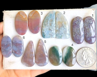 Orecchini in agata muschiata SELEZIONATI, coppia di cabochon, pietre semipreziose sciolte per la creazione di orecchini, gioielli artigianali realizzati a mano LOT-D6