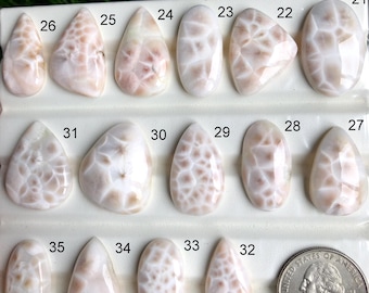 Geselecteerde Thomsoniet Cabochon, Natuurlijke Natroliet (ook bekend als Thomsoniet) edelsteen voor het maken van sieraden, Roze Larimar Losse Edelsteen Sieraden 1098