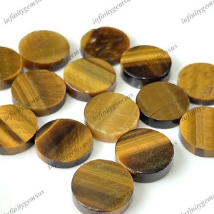 10mm Tigers Eye ronde munten, 10 stuks veel hoog Pools beide zijden plat losse edelsteen voor het maken van sieraden en ambachtelijke benodigdheden, losse edelsteen veel