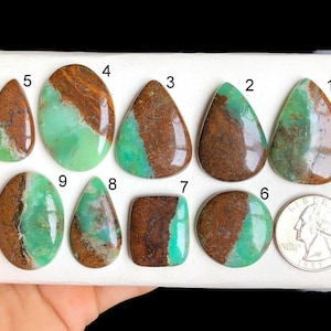 SELECTED chrysopraas cabochon, natuurlijke halfedelsteen voor het maken van sieraden, draadgewikkeld, cadeau voor een speciaal iemand, edelsteen LOT-A11