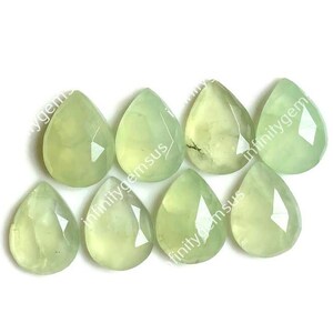 Piedra preciosa de prehnita natural de 13 x 18 mm, paquete de 8 piezas de prehnita con parte posterior plana, piedra preciosa facetada de corte rosa para uso en joyería, piedra preciosa suelta CELEBRADA