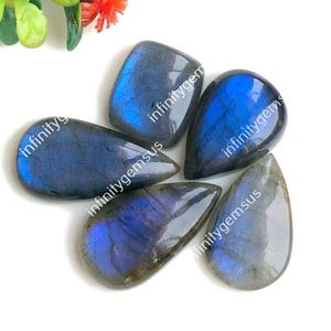 Labradorit Cabochon ca.16-26 mm, Mix Formen und Größen 5 Stück Lot gleichen wie Bild, Boho Ringe Schmuck 84406