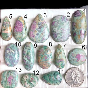 Cabochon rubis fuchsite sélectionné, pierre semi-précieuse naturelle pour la fabrication de bijoux, bijoux de style sud-ouest et artisanaux fabriqués à la main