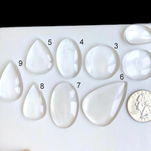 Cabujón de cristal blanco seleccionado, cabujón hecho a mano, piedras preciosas, colgante envuelto en alambre, joyería con piedra de nacimiento, regalo para alguien especial, lote M6