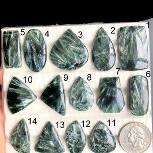 Cabujón de serefinita seleccionado, piedra semipreciosa natural para joyería, cristal curativo, joyería de serafinita, lote A116