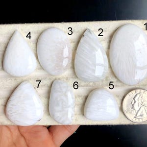 SELEZIONATO Bellissimo cabochon di scolecite bianca, pietra preziosa semipreziosa sciolta per la creazione di gioielli, design artigianali fatti a mano LOT-Y3