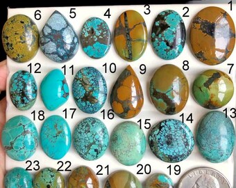 Cabochão de turquesa selecionada, gema semipreciosa natural para confecção de joias, joias artesanais com turquesa natural LOTE-767
