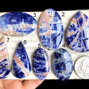 Cabochon de sodalite de qualité AAA+ SÉLECTIONNÉ, pierre semi-précieuse en vrac pour la fabrication de bijoux, pierre de naissance, cristal de puissance, LOT-S4