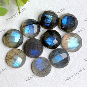 10 pièces de labradorite naturelle de forme ronde à facettes 10 mm, pierre semi-précieuse pour la fabrication de bijoux de guérison