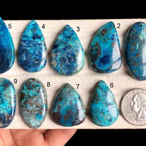 Cabochon azurite sélectionné, pierre semi-précieuse naturelle pour la fabrication de bijoux parfaite, bijoux de style sud-ouest, LOT enveloppé de fil - V1