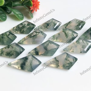 10 stuks 10x20mm, natuurlijke mos agaat vliegervorm edelsteen, gekalibreerde stap gesneden losse edelsteen voor het maken, meditatiekristal
