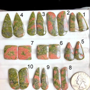 Selected Unakite Jasper Earrings Pair Cabochon, Natural Semi Precious Gemstone For Jewelry Making,  Jasper Crystal Earrings Jewelry LOT-A216