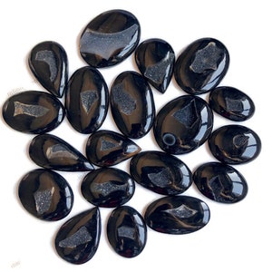 Lote al por mayor de cabujones de piedras preciosas drusas de ventana negra natural, drusas de ventana negra para fabricación de joyas, artesanías y suministros.