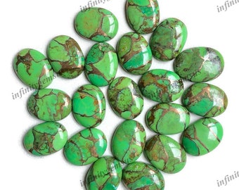 Cabochon ovale verde Mojave rame turchese 12 x 16 mm, lotto di pietre preziose sciolte in rame turchese Mojave per orecchini, ciondoli e creazione di gioielli