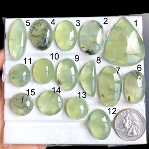 Cabochon en préhnite SÉLECTIONNÉ, cabochon fait main, pierre semi-précieuse en vrac pour une fabrication de pendentifs parfaite, modèles artisanaux LOT-A56