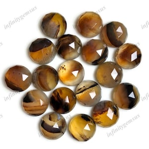 Montana Agate Rose Cut Faceted Cabochon, 12mm Round Shape 10Pcs Lot Gemstone  For Jewelry Making, Loose Gemstone