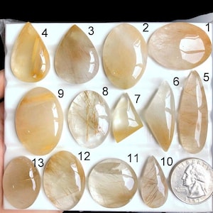 Cabochon rutile doré sélectionné, pierre semi-précieuse naturelle pour la fabrication de bijoux, collier en cristal lâche rutile doré bijoux LOT-A150