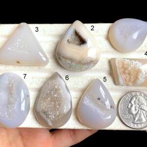 Geselecteerde witte druzy-venster, verbluffende kwaliteit en vorm glad wit venster druzy-edelsteen voor prachtige sieraden, designer edelsteen LOT-F2