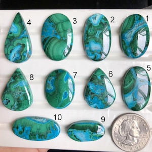 Cabujón ovalado de crisocola malaquita, mineral de cobre azul verdoso terroso, piedra para orfebrería, colgante para anillo llamativo, gema curativa