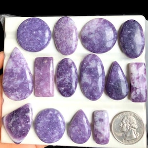SELECTED lepidoliet cabochons, natuurlijke halfedelsteen voor sieraden, handgemaakte lapidoliet edelsteen sieraden, genezend kristal LOT-A147