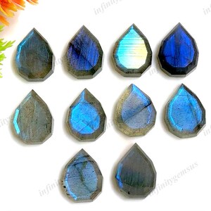 Pietra preziosa a forma di pera di labradorite, 12x16 mm, lotto da 10 pezzi, pietra preziosa semipreziosa per la creazione di gioielli, anelli in stile boho sfaccettato in labradorite