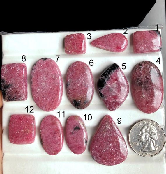 SELECTED Rhodonite Cabochon, Natural Semi Precious Gemstone For Jewelry,  Rhodonite Loose Gemstone Jewelry, Power Crystal LOT-A241
