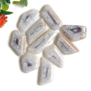 Cabochão de ametista trapiche, 18 x 23 mm, aproximadamente, formatos e tamanhos variados, lote com 10 peças, joia com fundo plano, pedra preciosa de ágata fatiada para anéis 84614