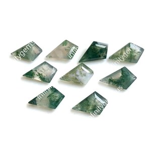 7 x 12 mm mosagaat edelsteen cabochon, vliegervorm 10-delige verpakking stapgeslepen sieraden, stropdas losse edelsteen gebruik voor het maken van ringen, hooggepolijste steen