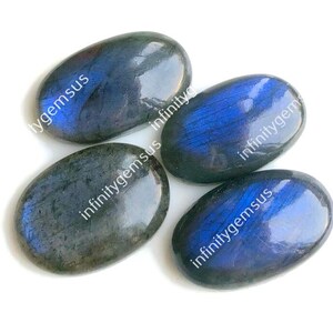 Blauwe flitsende labradorietcabochon van goede kwaliteit, ca. 21 x 23 mm Set van 4 natuurlijke labradoriet edelsteen, energiekristal 84408