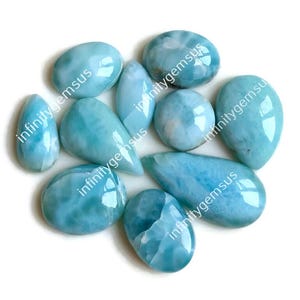 Schöne Larimar Cabochon ca.12 x 25 mm, Mix Form & Größe 10 Stück Lot, Larimar Larimar verwenden für Designer Boho Schmuck, Larimar Ring 84182