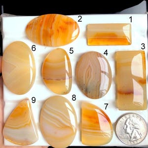 Cabochon en agate du Botswana jaune sélectionnée, pierre précieuse faite main en agate du Botswana faite main pour la fabrication de bijoux, bracelet et pendentifs LOT-A180