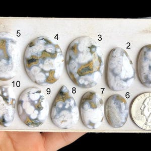 Cabochon en jaspe océan blanc SÉLECTIONNÉ, pierre semi-précieuse de guérison pour la fabrication de bijoux, cristal de puissance, cadeau pour quelqu'un de spécial LOT-A6