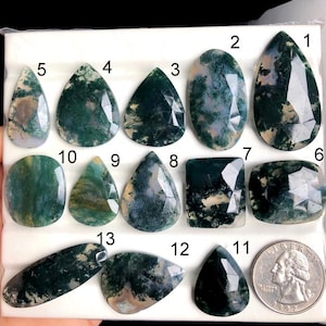 Selected Moss Agate Faceted Cabochon, Natural Semi Precious Gemstone For Jewelry Making, Agate Handmade Gemstone Crystal Jewelry LOT-A239